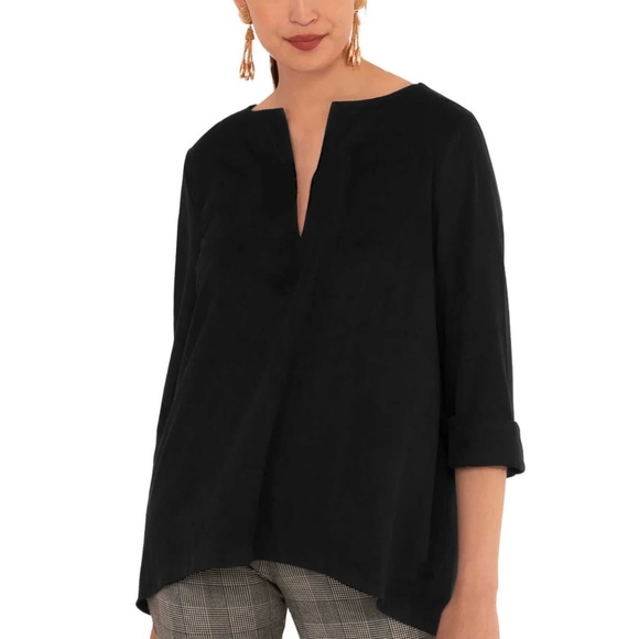 EUC Gretchen Scott Black Ultra Suede Swing Top Size Medium - Picture 1 of 8